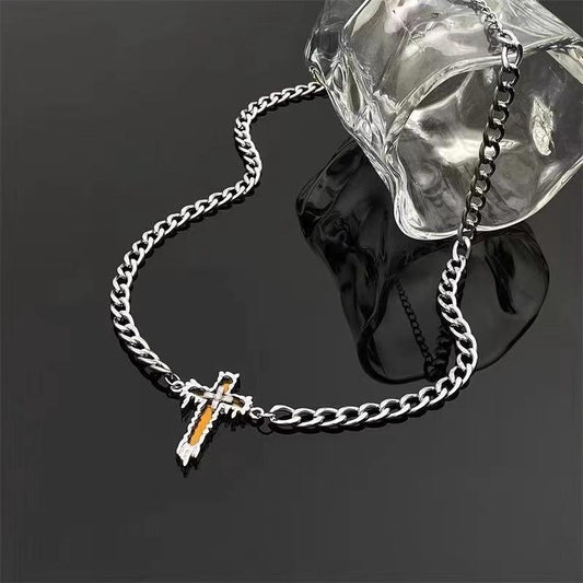 Minimalist Silver Bar Cuban Link Necklace for Men | Alloy Minimalist Chain | Streetwear Jewelry