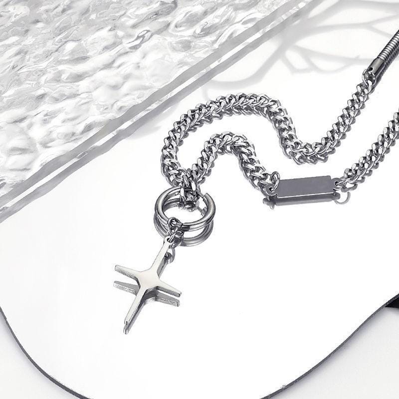 Minimalist Silver Bar Cuban Link Chain Necklace