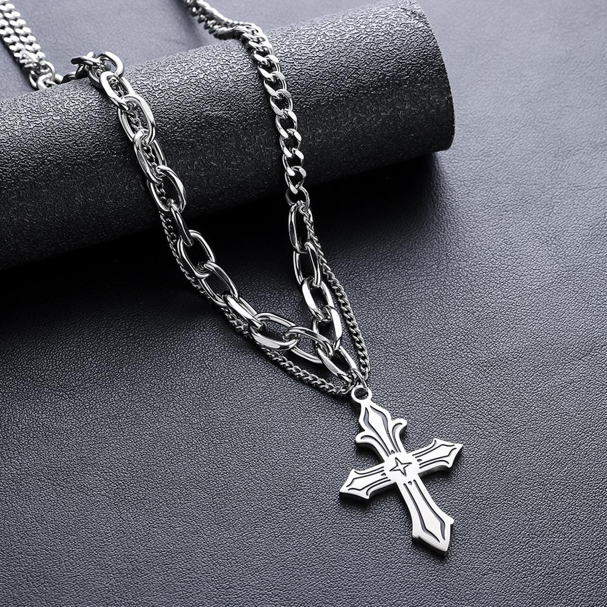Minimalist Silver Bar Cuban Link Chain Necklace