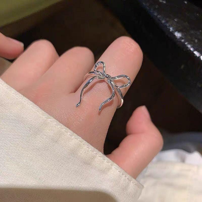S925 Sterling Silver Adjustable Feather Ring