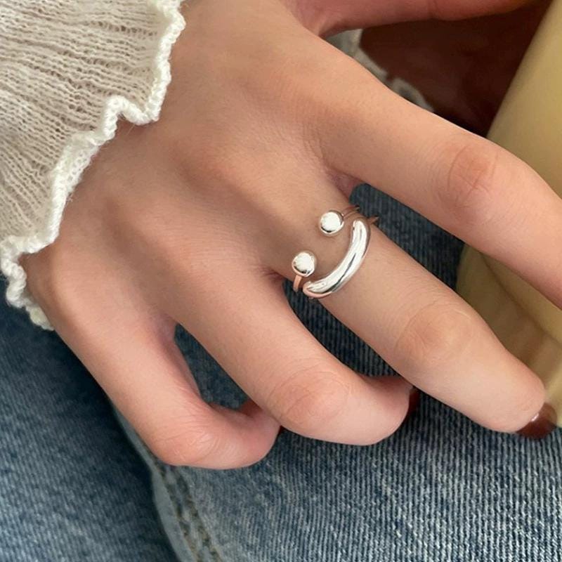 S925 Sterling Silver Adjustable Feather Ring