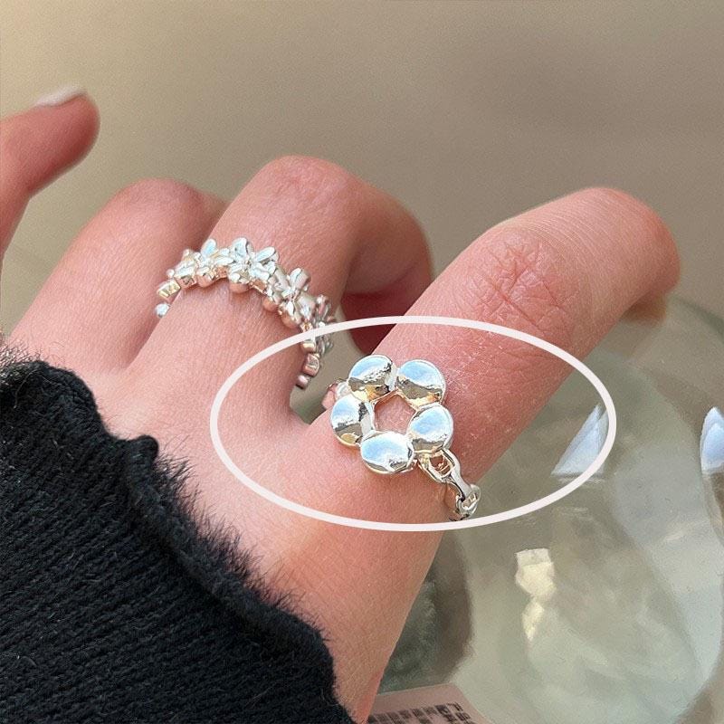 S925 Sterling Silver Boho Leaf Statement Ring
