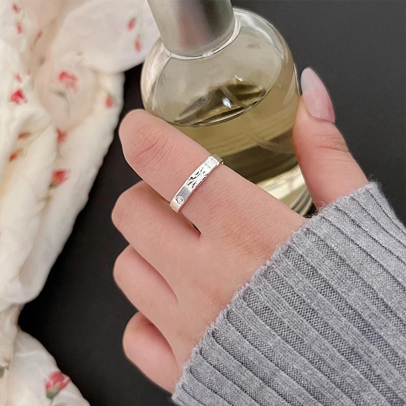 S925 Sterling Silver Adjustable Star Charm Ring