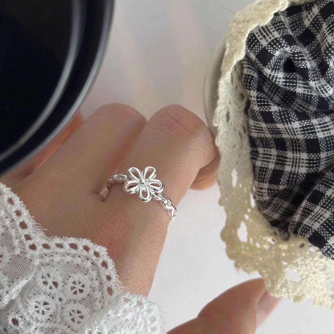 S925 Sterling Silver Adjustable Star Charm Ring