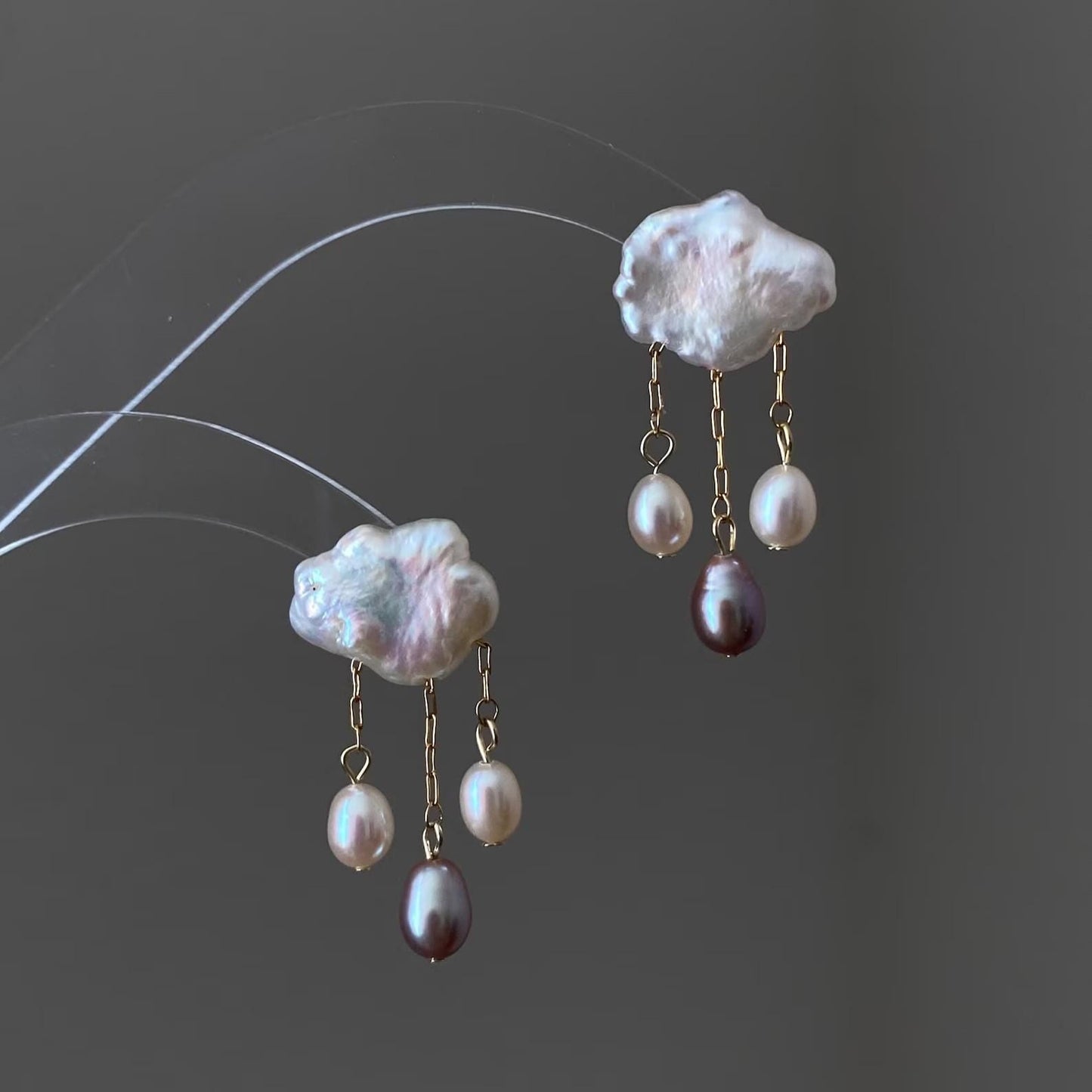 Gold Plated Pearl Drop Earrings with CZ Starburst