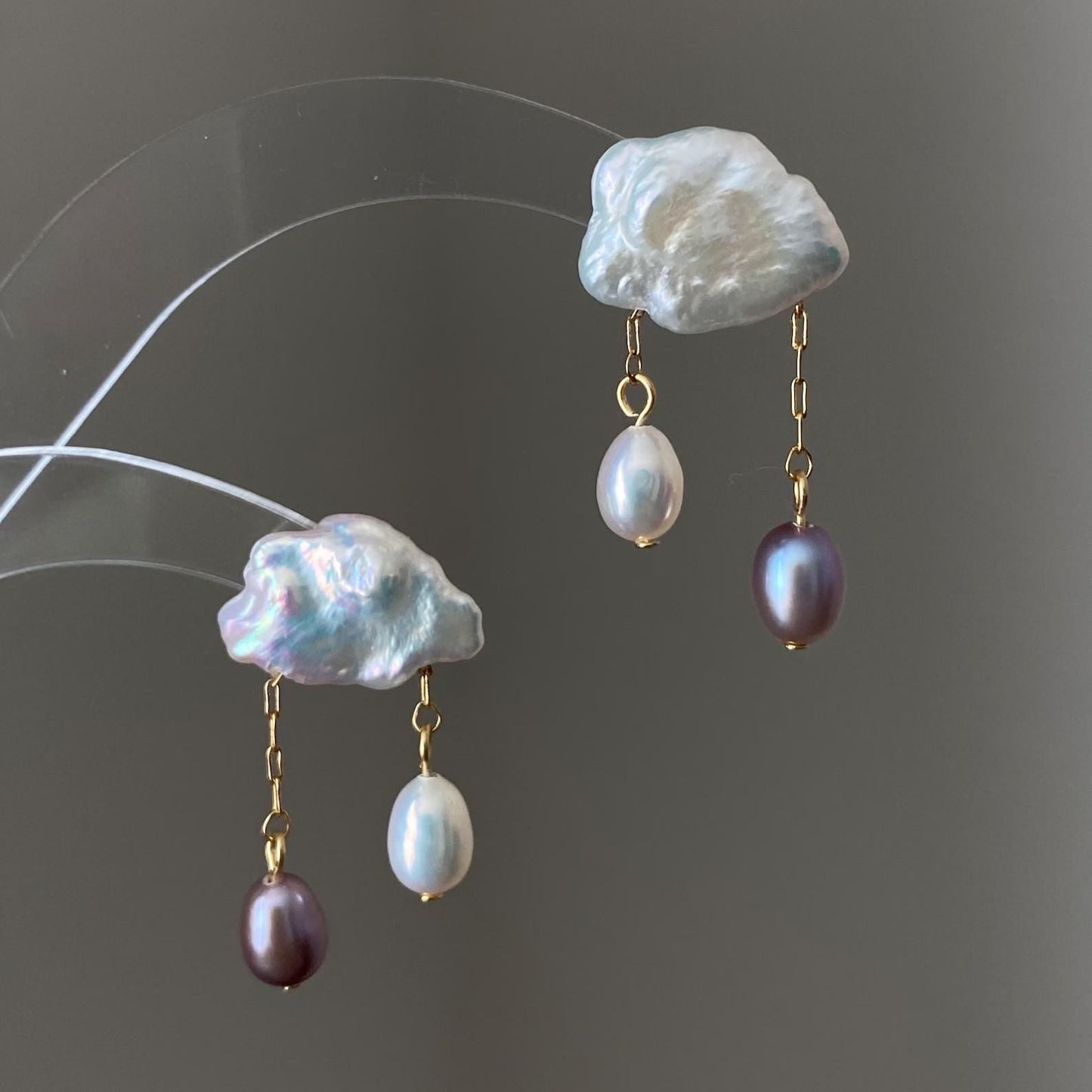 Gold Plated Pearl Drop Earrings with CZ Starburst