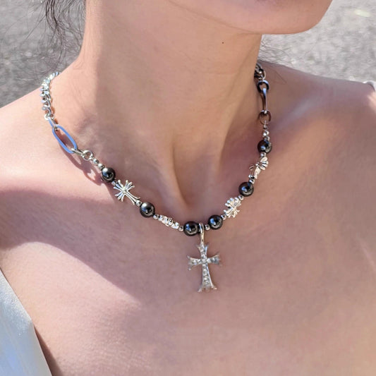 Dainty Pearl and Zircon Bar Layered Necklace