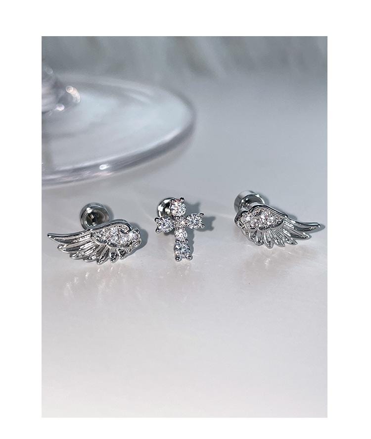 Sterling Silver Dainty Earring Set | Moon Star Fleur De Lis