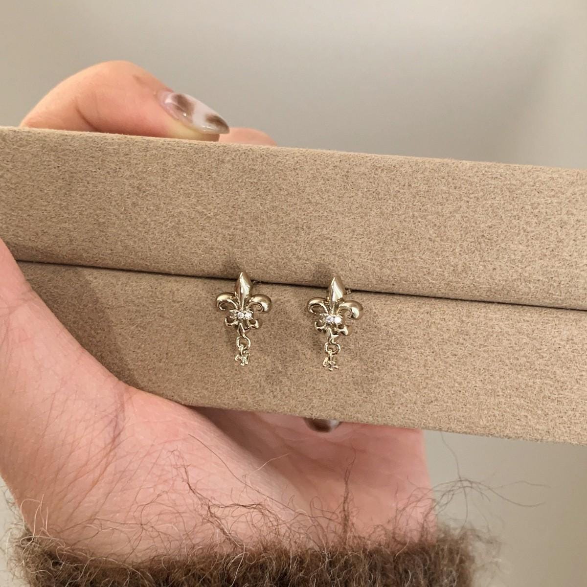 Sterling Silver Dainty Earring Set | Moon Star Fleur De Lis