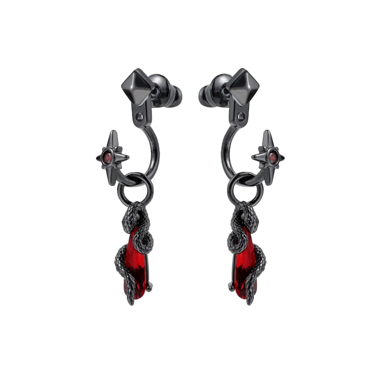 Gothic Winged Moon Chain Hoop Earring