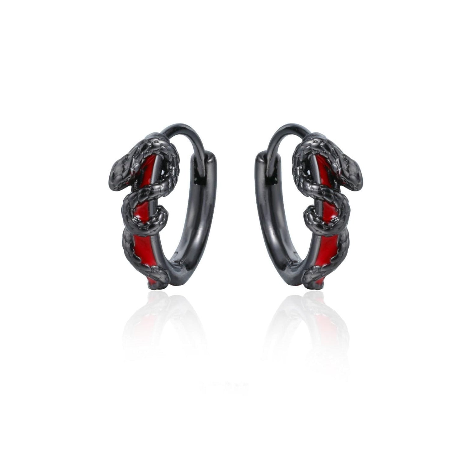 Gothic Winged Moon Chain Hoop Earring