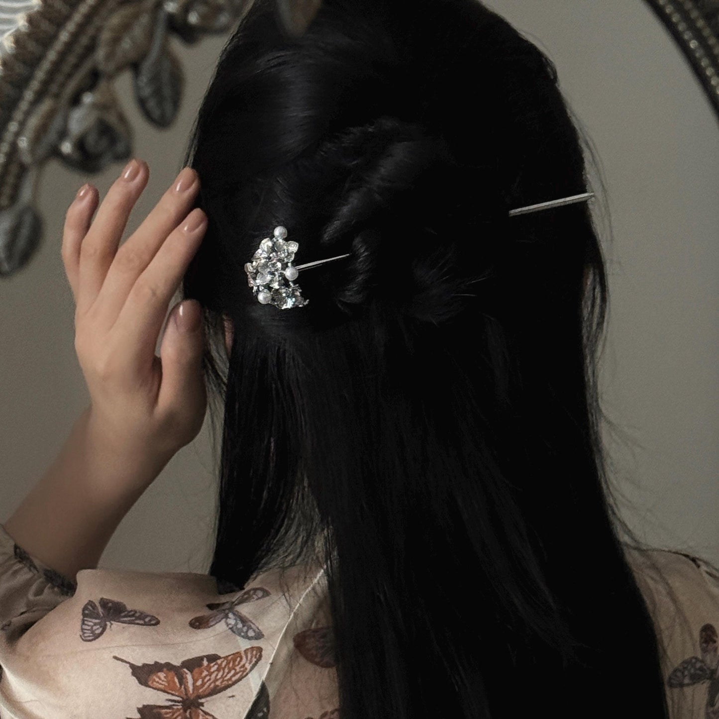 Handmade Boho Hair Stick Tassel Antique Silver