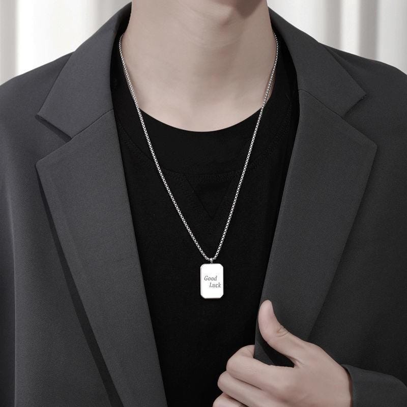 Minimalist Silver Bar Cuban Link Chain Necklace