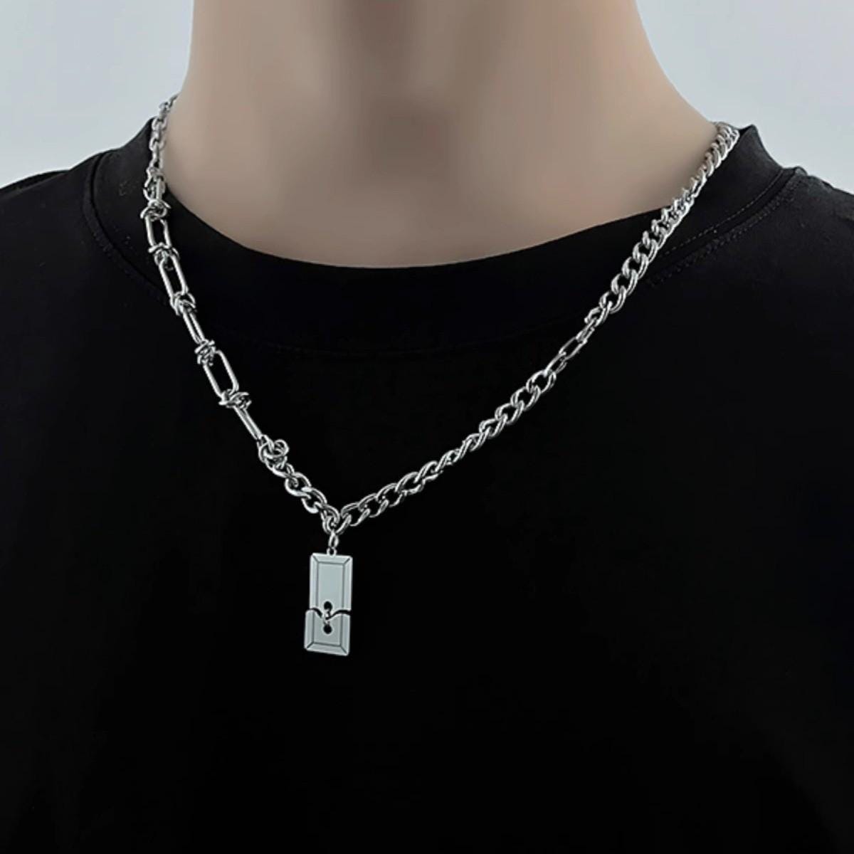 Minimalist Silver Bar Cuban Link Necklace for Men | Alloy Minimalist Chain | Streetwear Jewelry