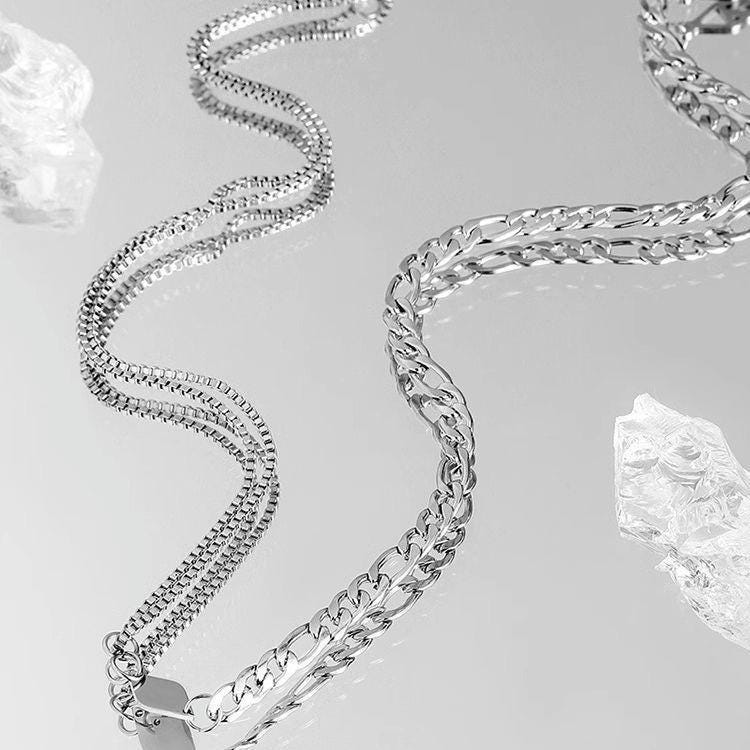 Minimalist Silver Bar Cuban Link Necklace for Men | Alloy Minimalist Chain | Streetwear Jewelry