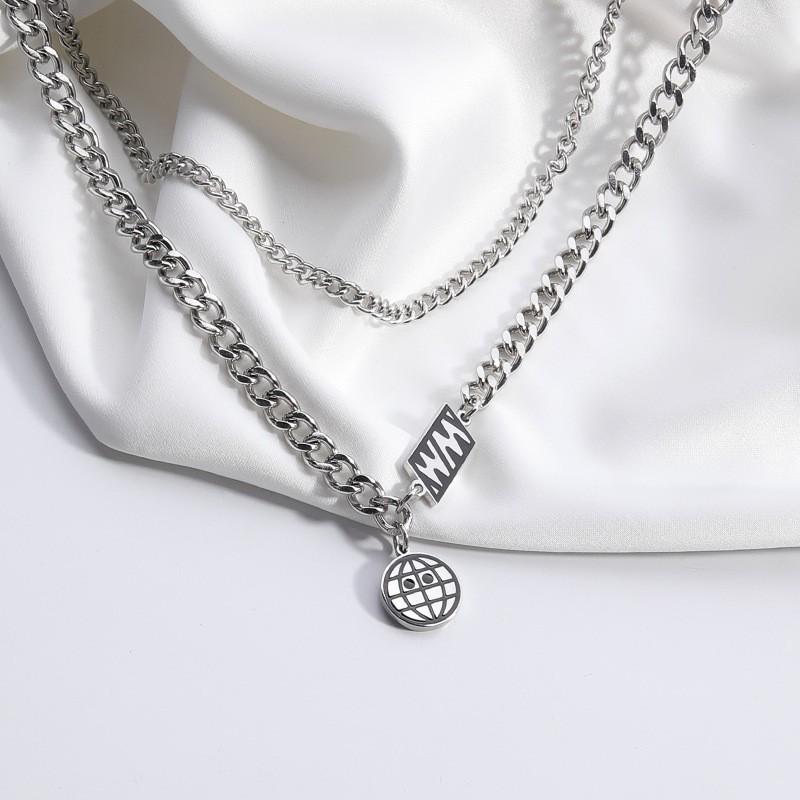 Minimalist Silver Bar Cuban Link Chain Necklace
