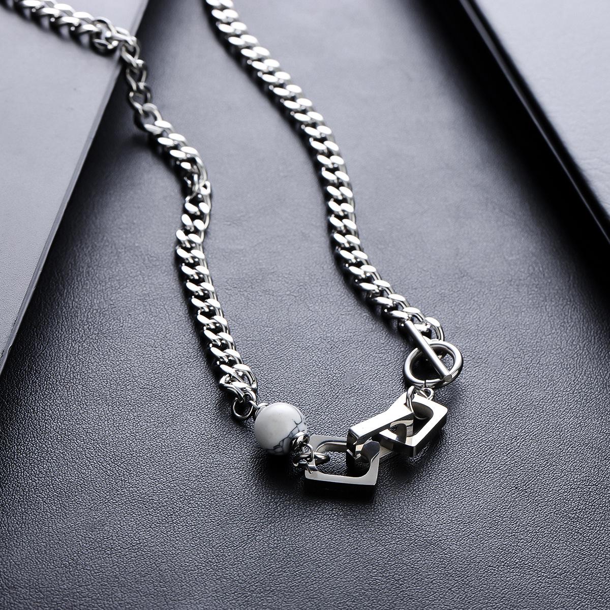 Minimalist Silver Bar Cuban Link Chain Necklace