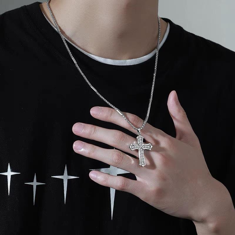 Minimalist Silver Bar Cuban Link Chain Necklace