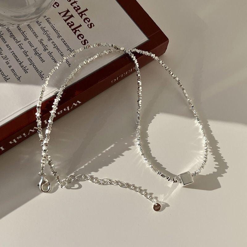 Dainty Pearl and Zircon Bar Layered Necklace