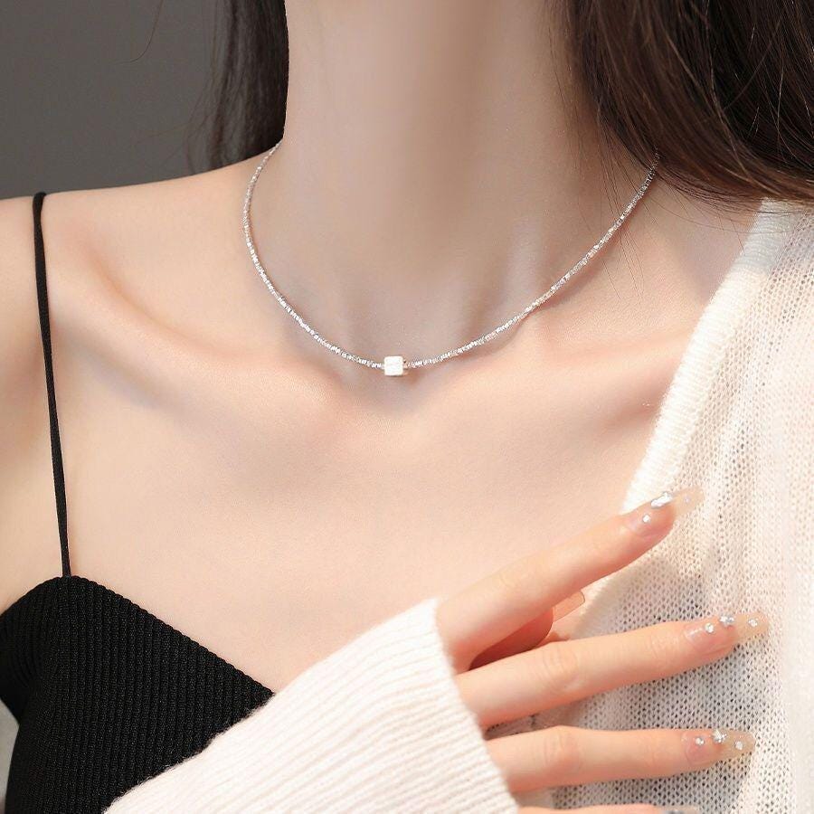 Dainty Pearl and Zircon Bar Layered Necklace