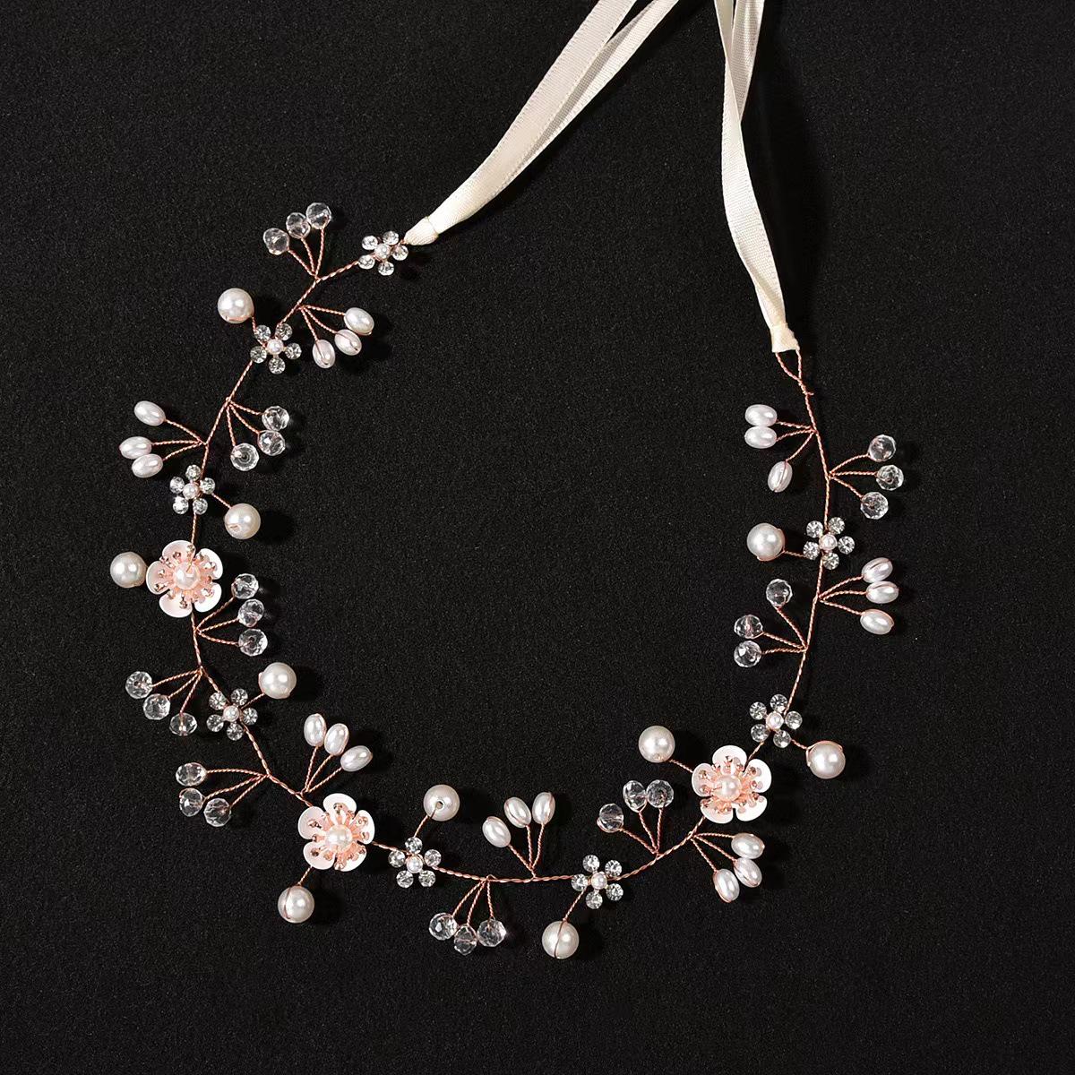 Crystal Pearl Bridal Hair Vine Handmade
