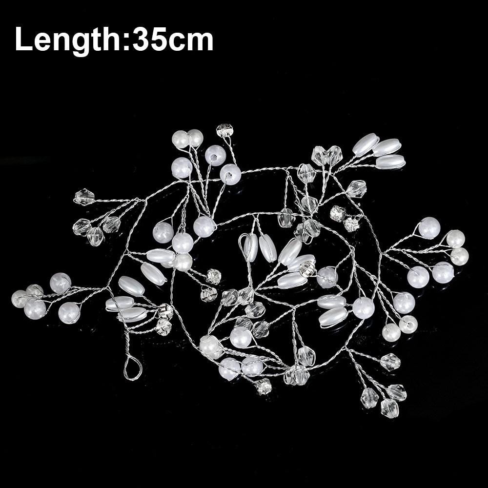 Crystal Pearl Bridal Hair Vine Handmade