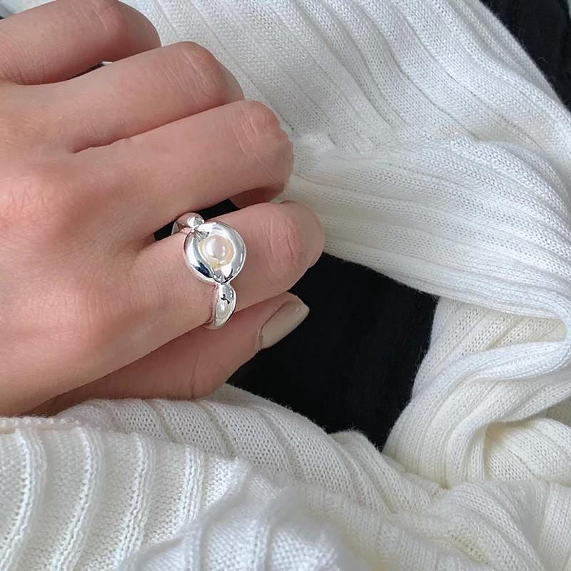 S925 Sterling Silver Adjustable Feather Ring