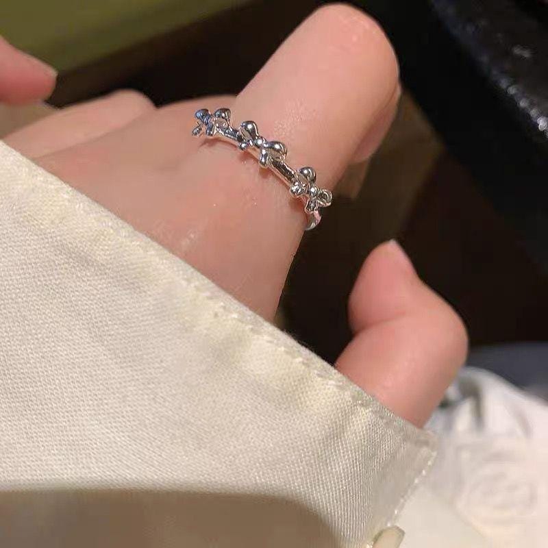 S925 Sterling Silver Boho Leaf Statement Ring