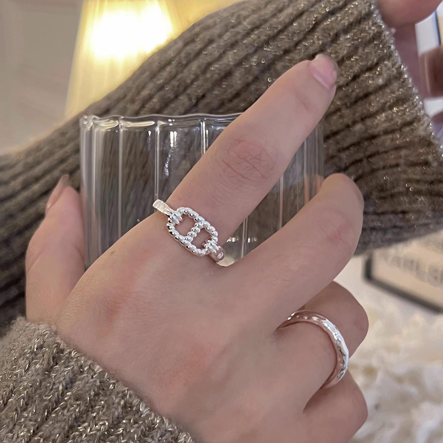 S925 Sterling Silver Boho Vintage Statement Ring
