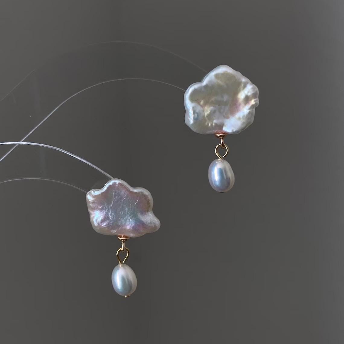 Gold Plated Pearl Drop Earrings with CZ Starburst
