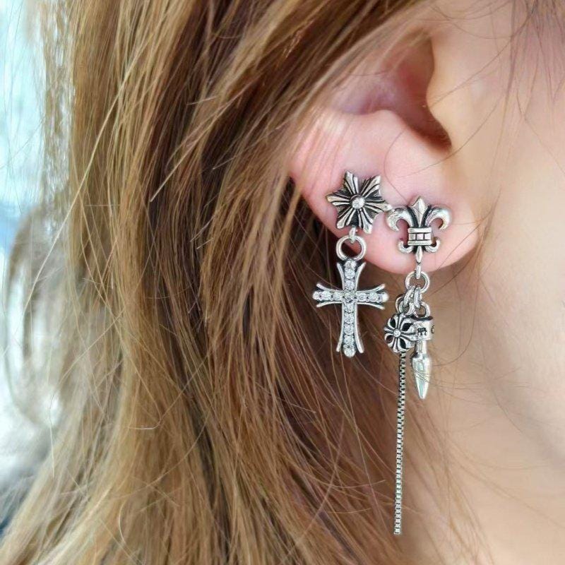 Gothic Punk Stud Earrings Titanium Steel