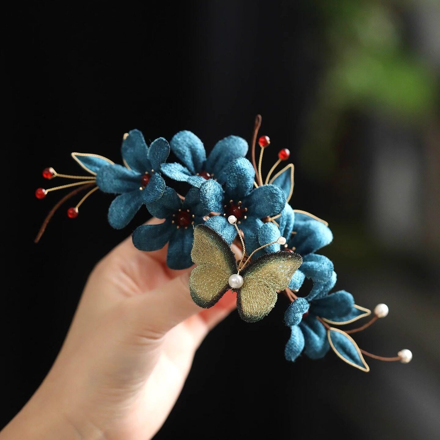 Velvet Flower Butterfly Hair Clip Handmade