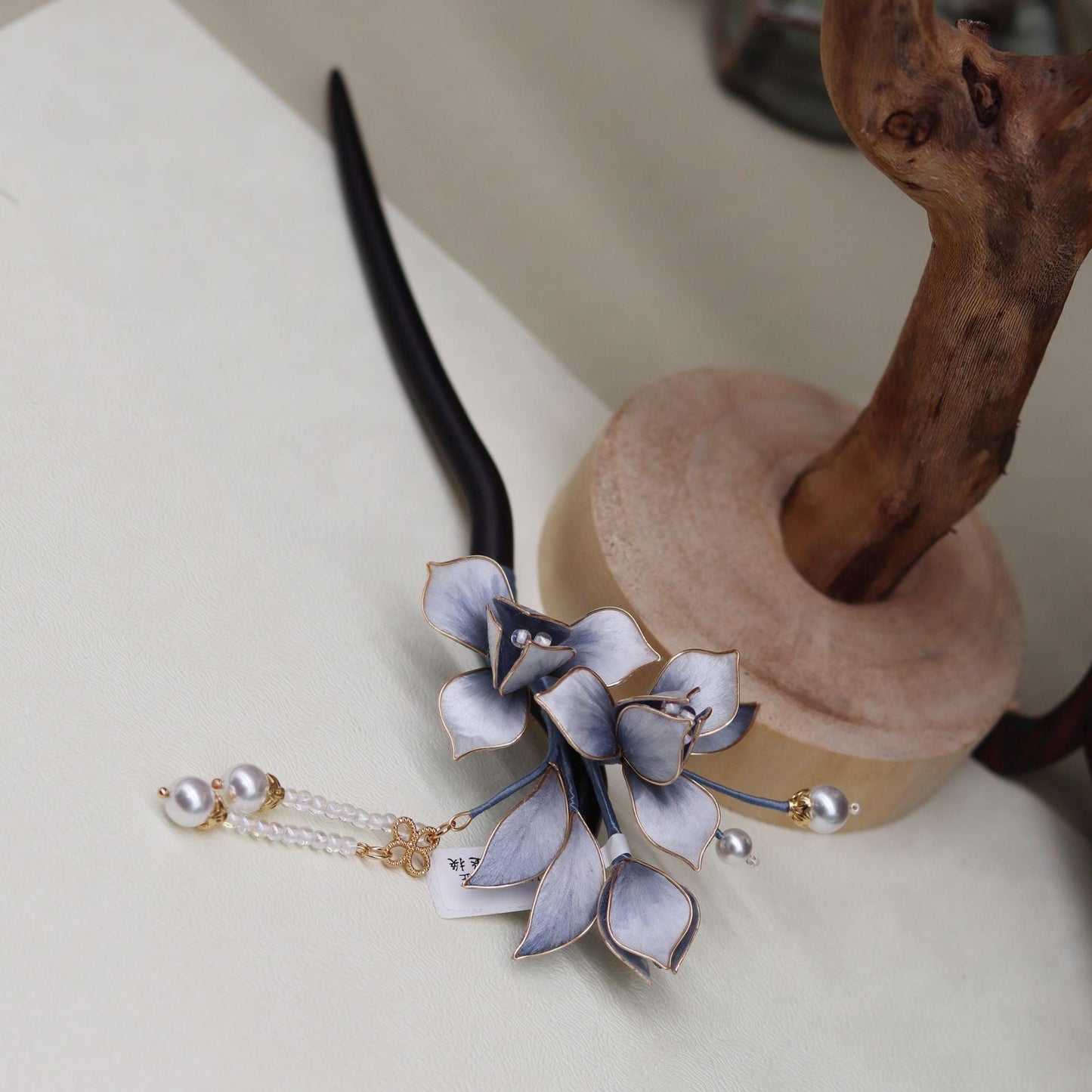 Silk Flower Hair Stick Handmade Tassel