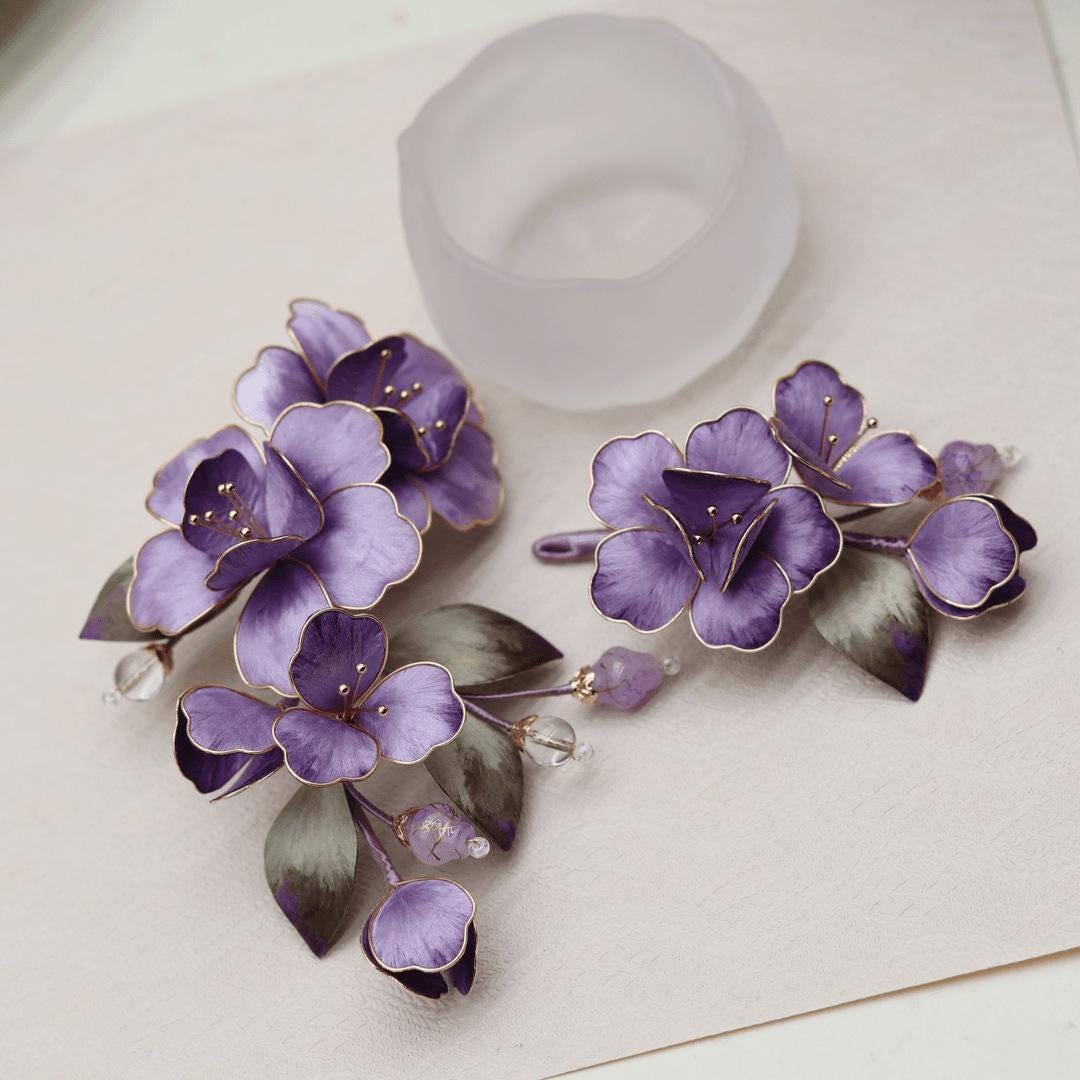 Silk Flower Hair Stick Handmade Tassel