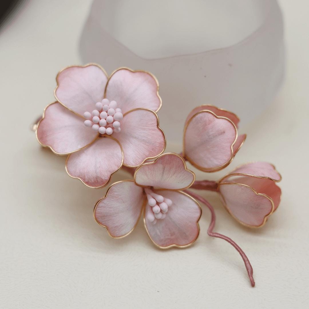 Silk Flower Hair Stick Handmade Tassel