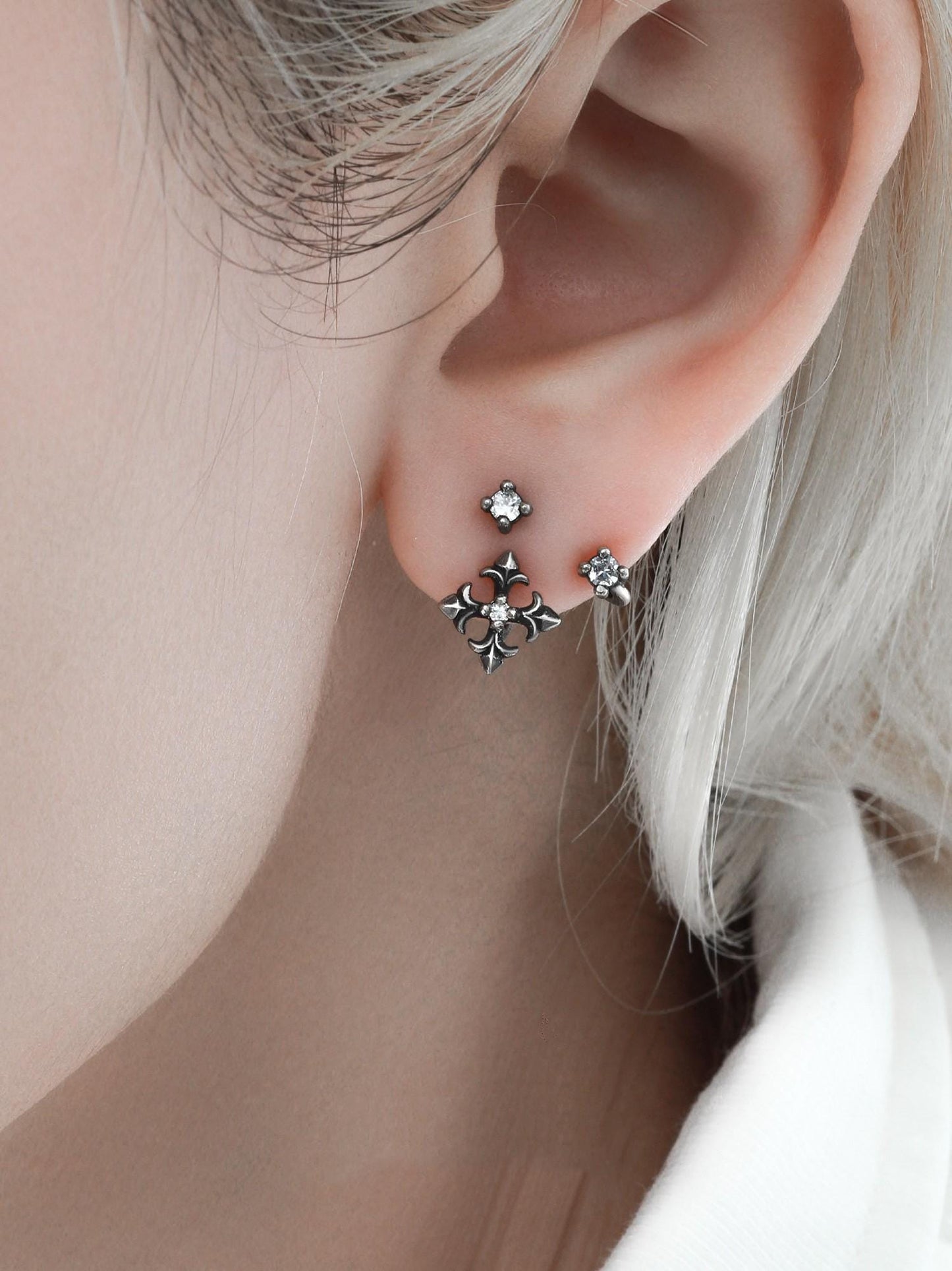Gothic Winged Moon Chain Hoop Earring