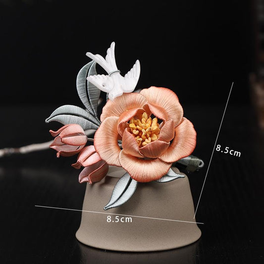 Handmade Silk Flower Hair Clip Pearl Bee Hairpin