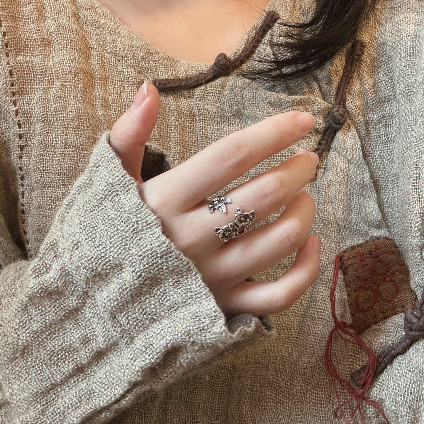 Handmade  Sterling Silver Chinese Ethnic Ring