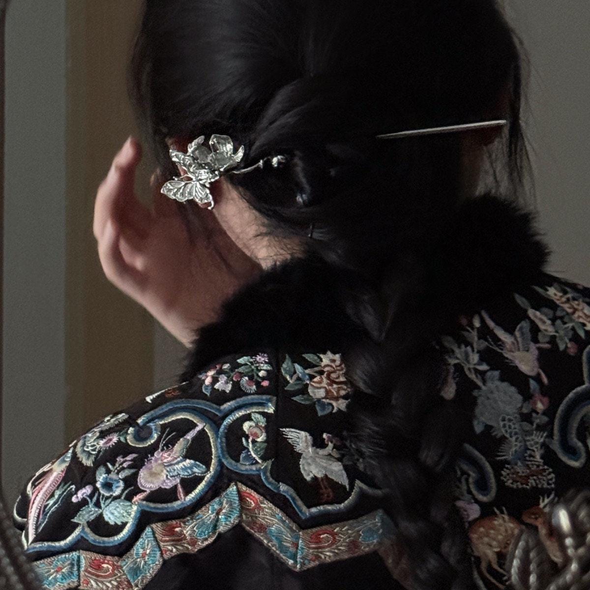 Handmade Boho Hair Stick Tassel Antique Silver