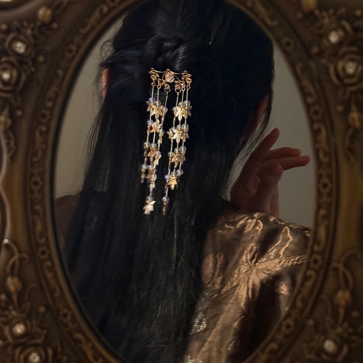 Handmade Boho Hair Stick Tassel Antique Silver