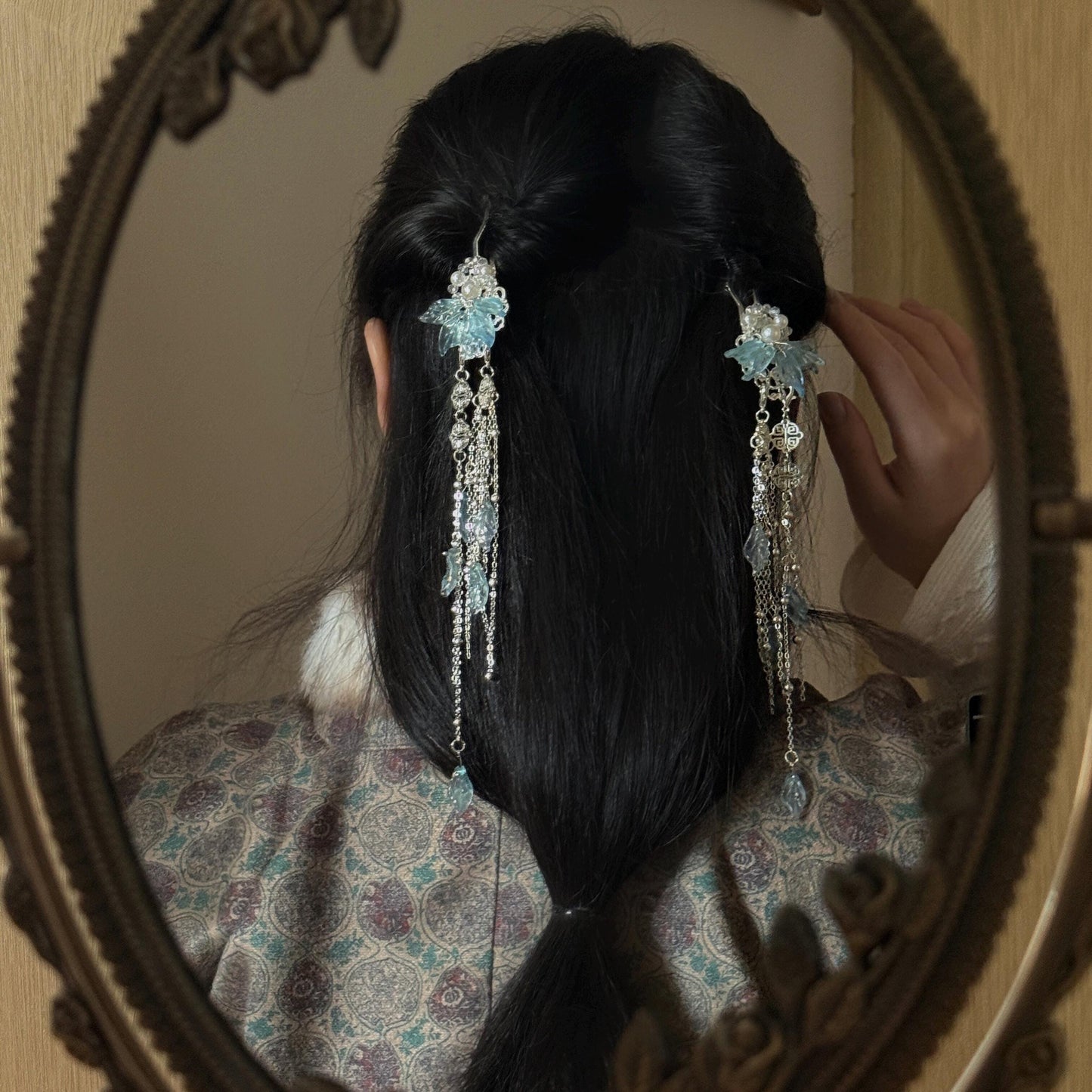 Handmade Boho Hair Stick Tassel Antique Silver