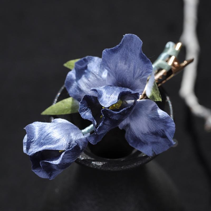 Handmade Silk Flower Hair Clip Traditional Chinese Hair Accessory