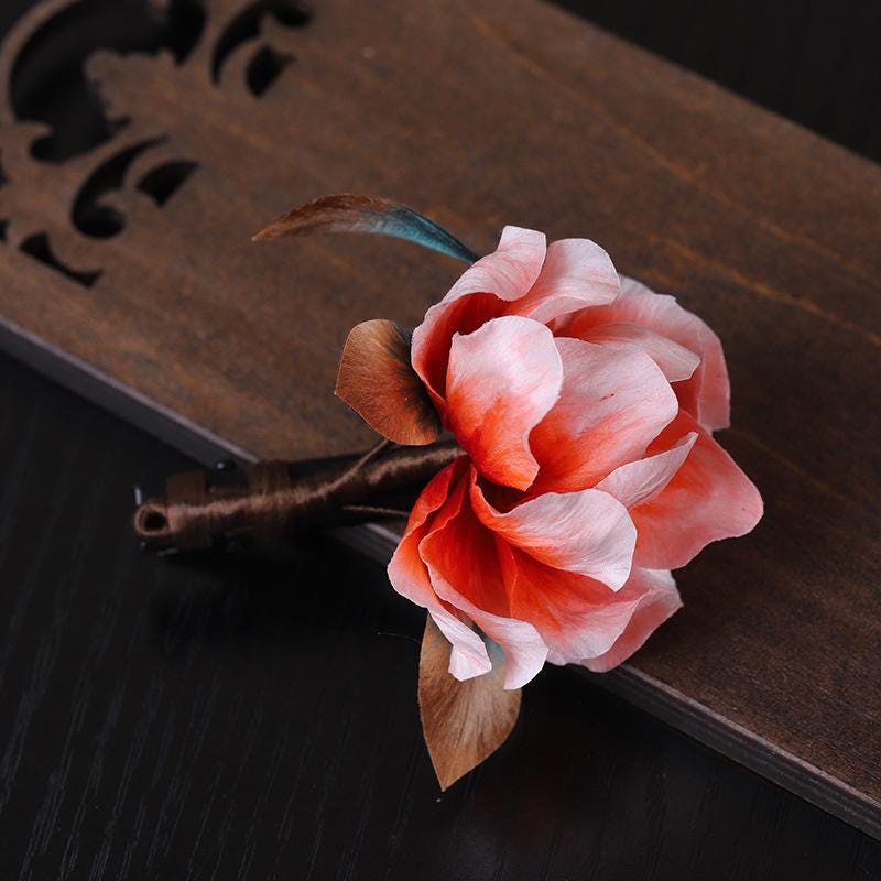 Handmade Silk Flower Hair Clip Traditional Chinese Hair Accessory