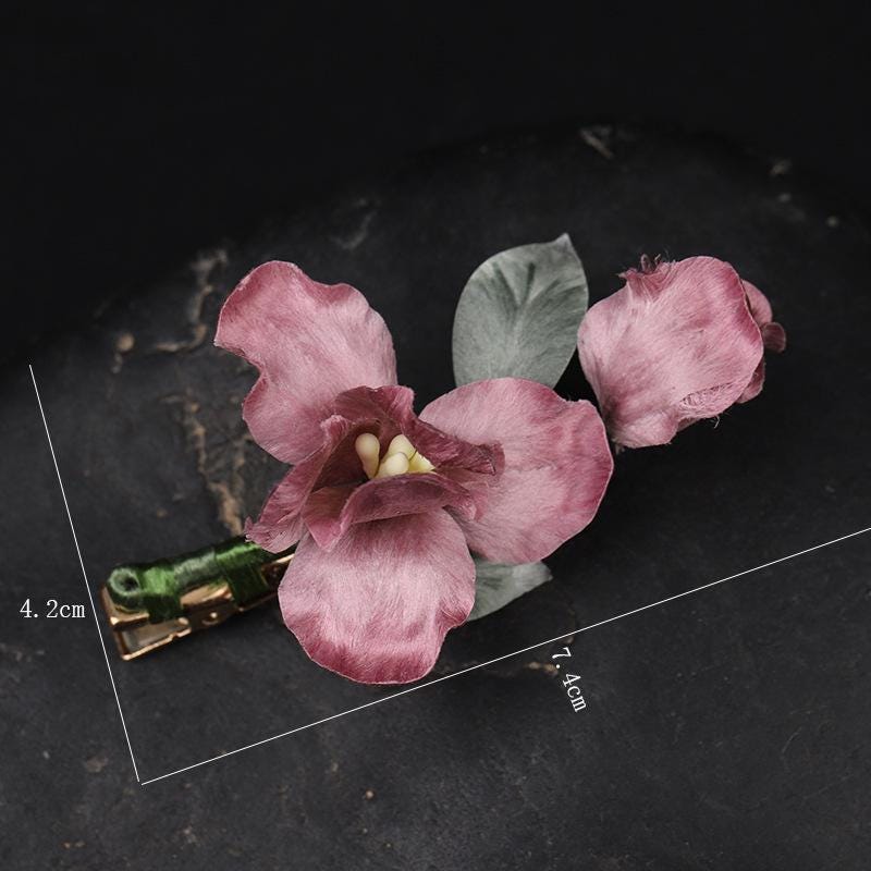 Handmade Silk Flower Hair Clip Traditional Chinese Hair Accessory