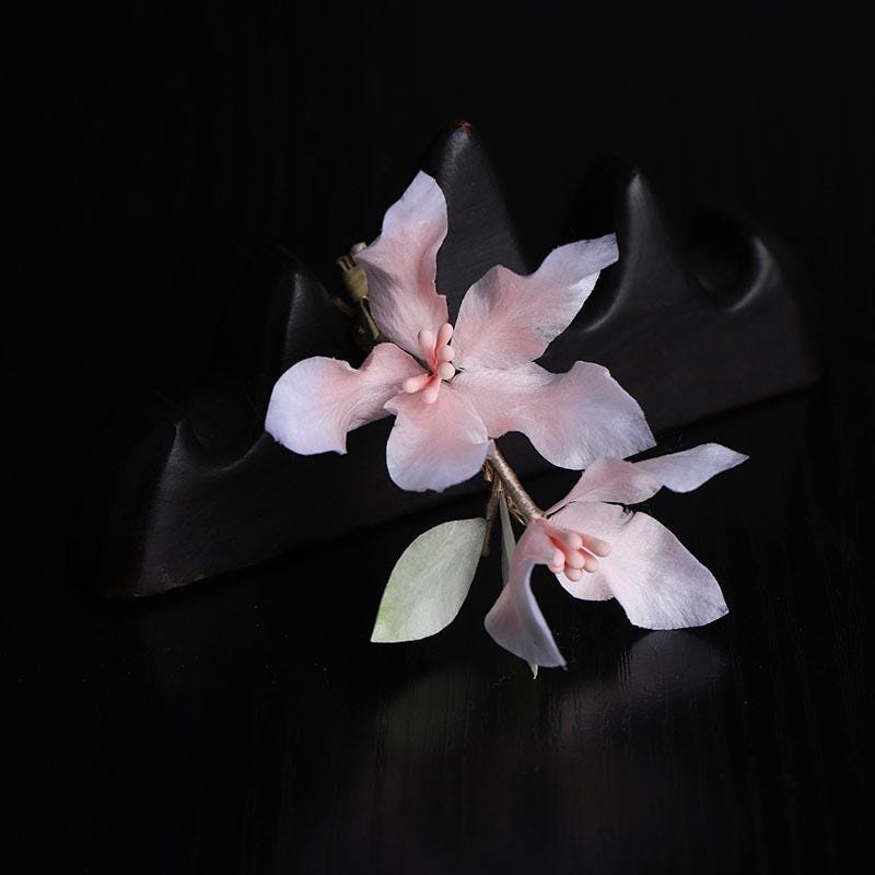 Handmade Silk Flower Hair Clip Traditional Chinese Hair Accessory