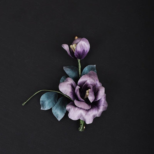 andmade Silk Flower Hair Accessory Pearls Hand Woven Leaves