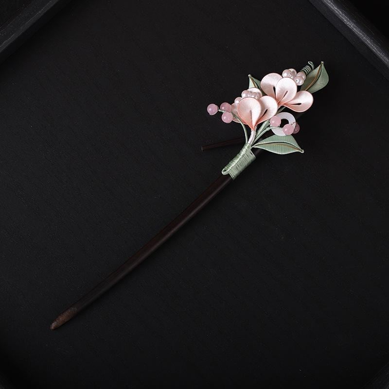 andmade Silk Flower Hair Accessory Pearls Hand Woven Leaves