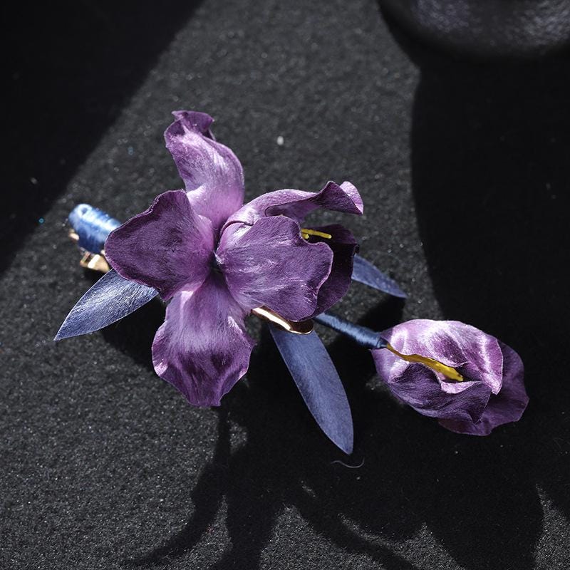 andmade Silk Flower Hair Accessory Pearls Hand Woven Leaves