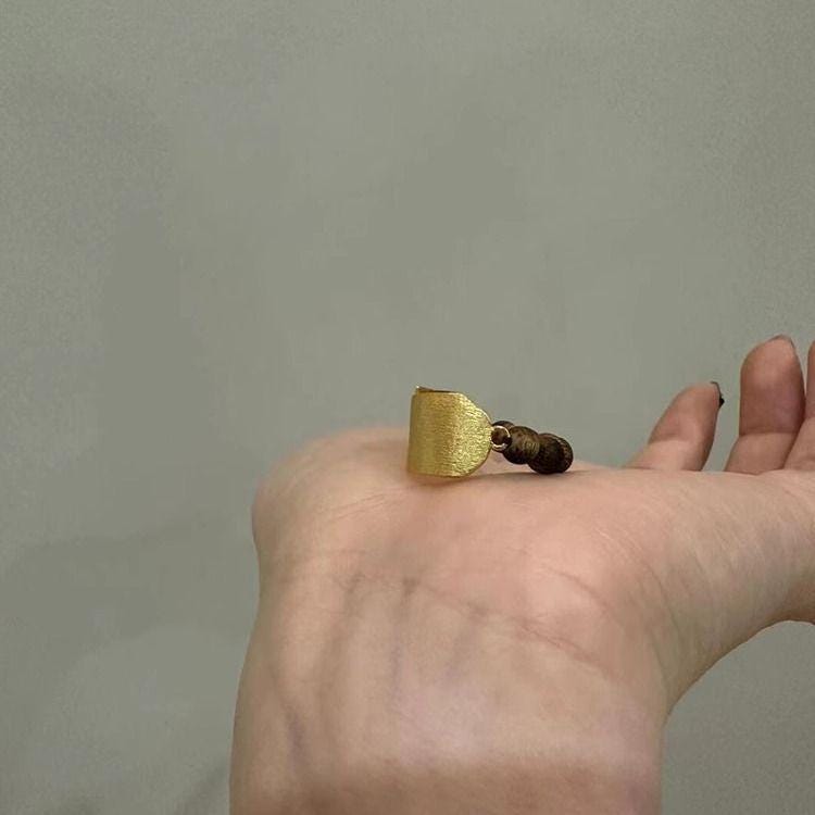 Handmade Brushed Agarwood Statement Ring