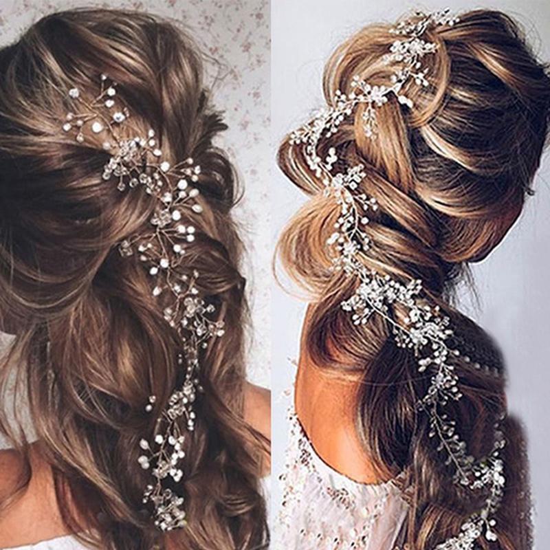 Crystal Pearl Bridal Hair Vine Handmade